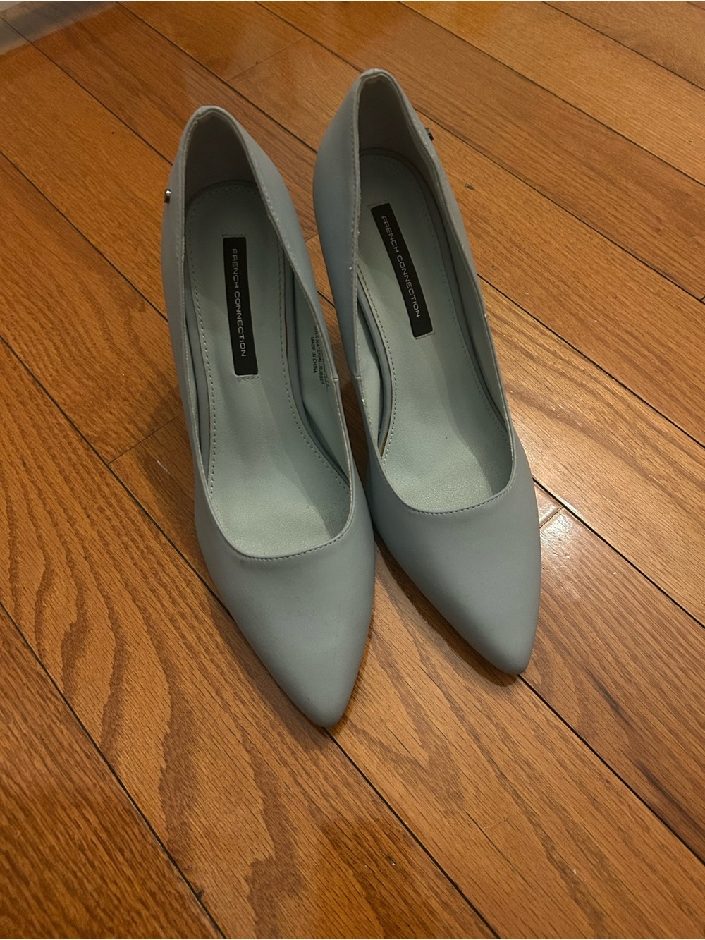 French Connection Light Blue Pointed Toe Spool Pumps